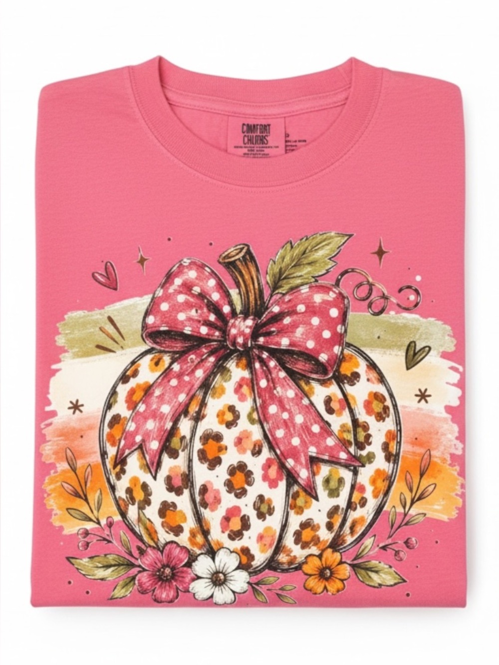 Leopard Pumpkin Fall T-Shirt Hand Pressed Graphic Tee Unisex Medium NWOT
